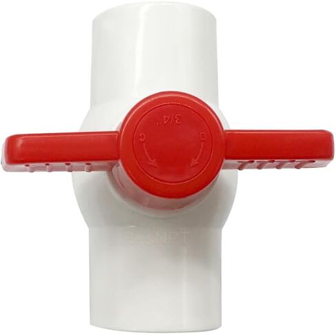 1/2 "صمام كروي PVC بمقبس منزلق ربع دورة أحمر على شكل حرف T صمام إغلاق أنابيب المياه (عبوة من 6) in Saudi Arabia