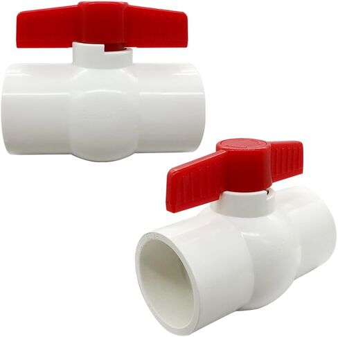 1/2 "صمام كروي PVC بمقبس منزلق ربع دورة أحمر على شكل حرف T صمام إغلاق أنابيب المياه (عبوة من 6) in Saudi Arabia