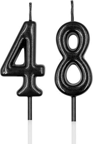 شموع عيد الميلاد 48 و84، شمعة سوداء رقم 48 84 للكيك، زينة لتزيين كعكة عيد ميلاد سعيد لمستلزمات حفلات الاحتفال بالذكرى السنوية لعيد الميلاد in Saudi Arabia