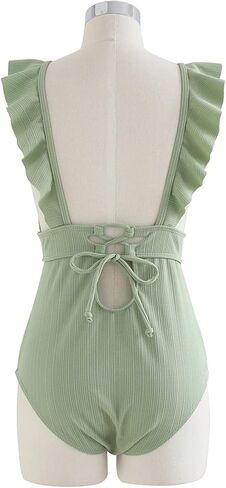 بدلة سباحة نسائية من قطعة واحدة بلون الخردل/الأسود/الكراميل/الفيروز/النعناع/الوردي من CHICWISH in Kuwait