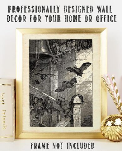 Lone Star Art Store Creepy Ancient Bat Etching - طباعة فنية غير مؤطرة مقاس 11x14 - هدية رائعة وديكور للهالوين، وعلماء الأحياء الخفافيش ومشجعي الخفافيش أقل من 15 دولارًا، أسود، أبيض، رمادي، 11 × 14 بوصة in Saudi Arabia