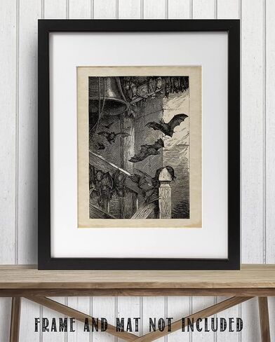 Lone Star Art Store Creepy Ancient Bat Etching - طباعة فنية غير مؤطرة مقاس 11x14 - هدية رائعة وديكور للهالوين، وعلماء الأحياء الخفافيش ومشجعي الخفافيش أقل من 15 دولارًا، أسود، أبيض، رمادي، 11 × 14 بوصة in Saudi Arabia