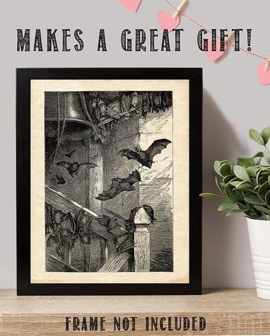Lone Star Art Store Creepy Ancient Bat Etching - طباعة فنية غير مؤطرة مقاس 11x14 - هدية رائعة وديكور للهالوين، وعلماء الأحياء الخفافيش ومشجعي الخفافيش أقل من 15 دولارًا، أسود، أبيض، رمادي، 11 × 14 بوصة in Saudi Arabia