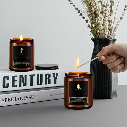 شموع معطرة من ماغنوليا وخشب الصندل للمنزل، هدية شموع للرجال، شموع برائحة الصويا، جرة سوداء in Saudi Arabia