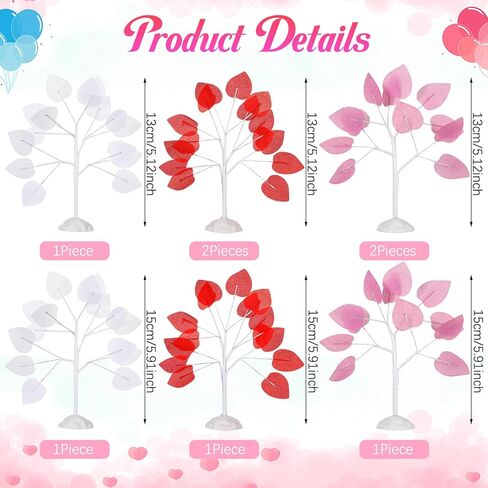 8 قطع من أشجار عيد الحب الصناعية من Uiifan، أشجار صناعية صغيرة لعيد الحب، أشجار منضدية بلاستيكية لتزيين طاولة عيد الحب للمنزل، إكسسوارات داخلية لحفلات الزفاف in Kuwait