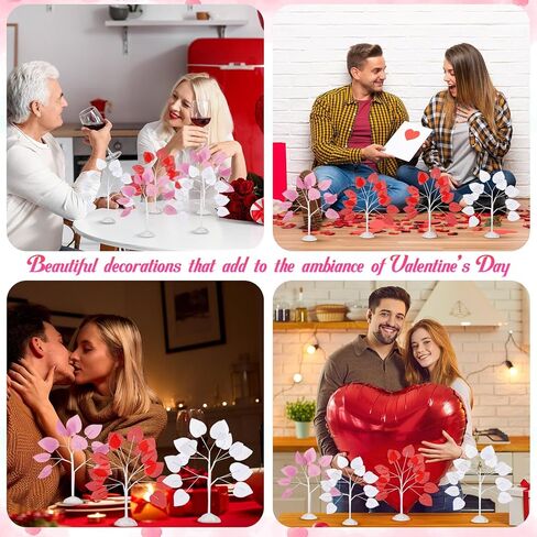 8 قطع من أشجار عيد الحب الصناعية من Uiifan، أشجار صناعية صغيرة لعيد الحب، أشجار منضدية بلاستيكية لتزيين طاولة عيد الحب للمنزل، إكسسوارات داخلية لحفلات الزفاف in Kuwait
