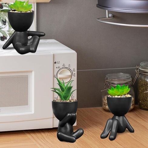 Pack of 4 White Mini Artificial Succulents, Ceramic Humanoid Greenery, Artificial Fake Plants, Bathroom Plants for Bathroom Decoration, Indoor Office, Christmas Decorations in Saudi Arabia