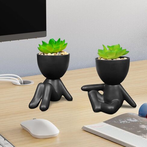 Pack of 4 White Mini Artificial Succulents, Ceramic Humanoid Greenery, Artificial Fake Plants, Bathroom Plants for Bathroom Decoration, Indoor Office, Christmas Decorations in Saudi Arabia