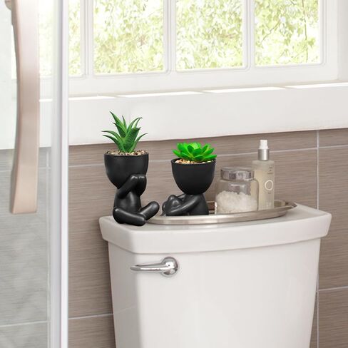 Pack of 4 White Mini Artificial Succulents, Ceramic Humanoid Greenery, Artificial Fake Plants, Bathroom Plants for Bathroom Decoration, Indoor Office, Christmas Decorations in Saudi Arabia