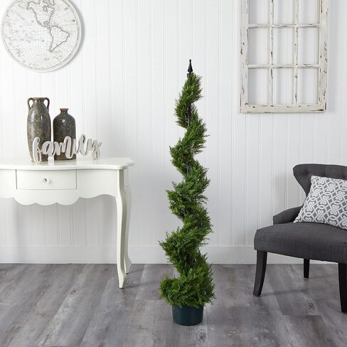 Nearly Natural Cypress Spiral Artificial Tree, 5ft, Green in Saudi Arabia