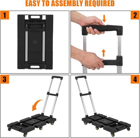EliteEdge Folding Hand Truck - Plastic Base 176lbs Heavy-Duty Capacity, Compact & Easy to Store, Portable Dolly Cart, Ideal for Luggage, Travel, Moving, Office, Airport in Saudi Arabia