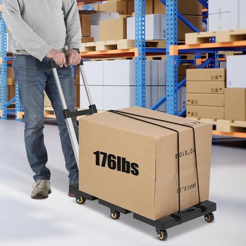 EliteEdge Folding Hand Truck - Plastic Base 176lbs Heavy-Duty Capacity, Compact & Easy to Store, Portable Dolly Cart, Ideal for Luggage, Travel, Moving, Office, Airport in Saudi Arabia