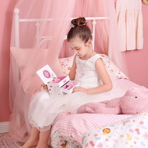 SONGMICS Ballerina Music Jewelry Box for Little Girls, Cartoon Cat, Fur Elise Melody, 5.9"L x 4.5"W x 4.8"H, White in Saudi Arabia