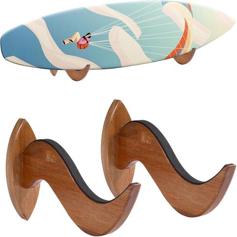 GLOBLELAND 2 Sets Surfboard Wall Rack Display Surfboard Wall Mount Wood Surf Board Wall Hangers for Surfboard Snowboard Kiteboard Storage Home Decor in Saudi Arabia