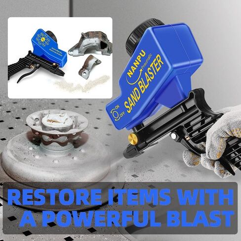 NANPU Air Sand Blaster Gun with Gravity Feed - Ceramic Nozzle, Metal Body | for Paint, Rust Removal, and Glass Etching | Versatile for Aluminum, Sand, Walnut Shells, and Soda Blasting Applications in Saudi Arabia
