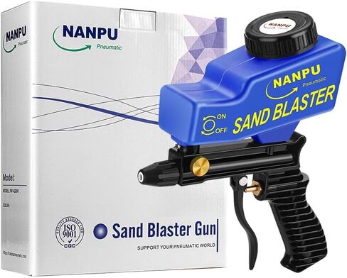 NANPU Air Sand Blaster Gun with Gravity Feed - Ceramic Nozzle, Metal Body | for Paint, Rust Removal, and Glass Etching | Versatile for Aluminum, Sand, Walnut Shells, and Soda Blasting Applications in Saudi Arabia