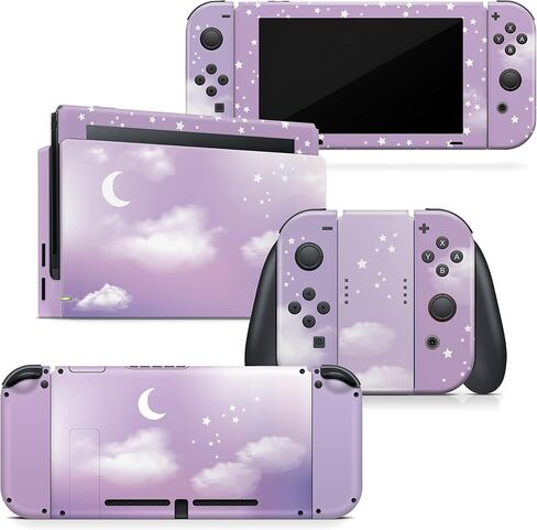 TACKY DESIGN Pastel Pink Clouds Skin Compatible with Nintendo Switch, Sky Moon Skin Compatible with Nintendo Switch Skin, Vinyl 3m Sticker, Full wrap Cover in Saudi Arabia