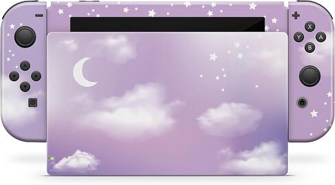TACKY DESIGN Pastel Pink Clouds Skin Compatible with Nintendo Switch, Sky Moon Skin Compatible with Nintendo Switch Skin, Vinyl 3m Sticker, Full wrap Cover in Saudi Arabia