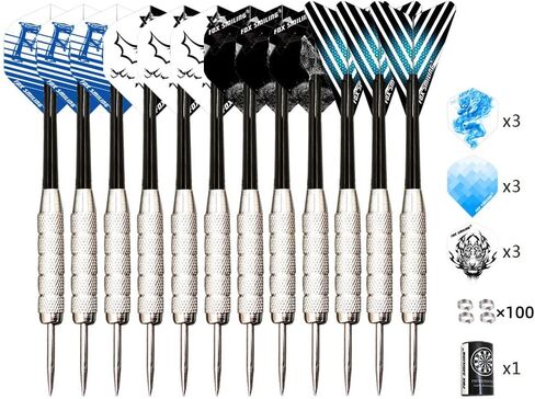 12PCS 22g Steel Darts Metal Tip Set Professional with Extra 9PCS Dart Flights，100PCS Steel O Ring, 1PCS Sharpener in Saudi Arabia