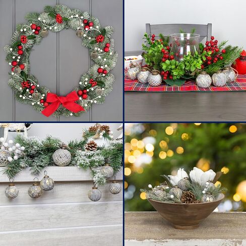 AuldHome Farmhouse Ball Ornaments (Set of 6, 2", Silver); Distressed Metal Tin Glass Ball Vintage Style Christmas Decorations in Saudi Arabia