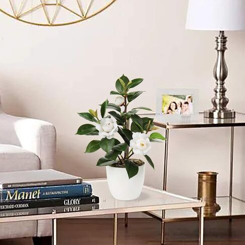 Briful Artificial Plants Mini Camellia Potted Fake Plants Small Faux Plastic Plants Desk Plant Artificial Flowers with Vase for Home Office Desk Kitchen Garden Indoor Decor in Saudi Arabia