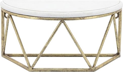 Sagebrook Home Demilune Wall Shelf Rustic Bedroom and Bathroom Shelves, White and Gold, 12 L x 6 W x 6 H Inches in Saudi Arabia