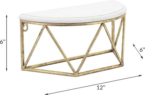 Sagebrook Home Demilune Wall Shelf Rustic Bedroom and Bathroom Shelves, White and Gold, 12 L x 6 W x 6 H Inches in Saudi Arabia