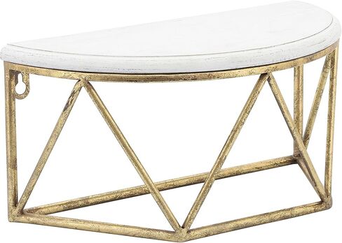 Sagebrook Home Demilune Wall Shelf Rustic Bedroom and Bathroom Shelves, White and Gold, 12 L x 6 W x 6 H Inches in Saudi Arabia