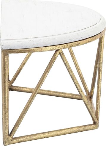 Sagebrook Home Demilune Wall Shelf Rustic Bedroom and Bathroom Shelves, White and Gold, 12 L x 6 W x 6 H Inches in Saudi Arabia