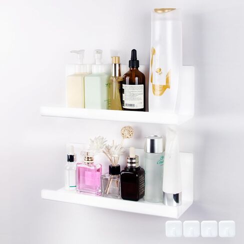 Acrylic Floating Shelves for Wall, 2 PCS Floating Bookshelf, No Drill Display Picture Shelves, Wall Storage Shelves Used for Bathroom/Kitchen/Living Room in Saudi Arabia
