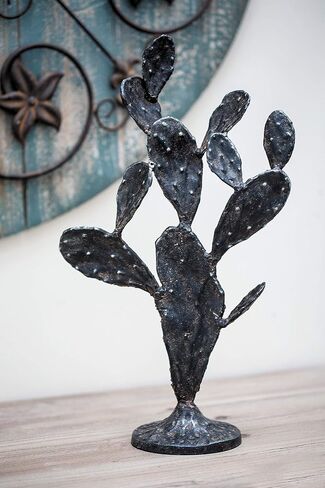 Deco 79 Metal Cactus Decorative Sculpture Home Decor Statue, Accent Figurine 9" x 4" x 16", Black in Saudi Arabia