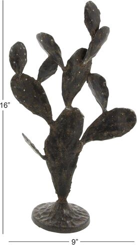 Deco 79 Metal Cactus Decorative Sculpture Home Decor Statue, Accent Figurine 9" x 4" x 16", Black in Saudi Arabia