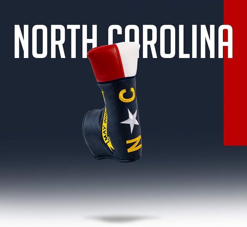 Pins & Aces North Carolina Tribute Premium Golf Club Head Cover - Premium, Hand-Made Leather Headcover - NC Flag Styled, Tour Quality Golf Club Cover - Style & Customize Your Golf Bag in Saudi Arabia
