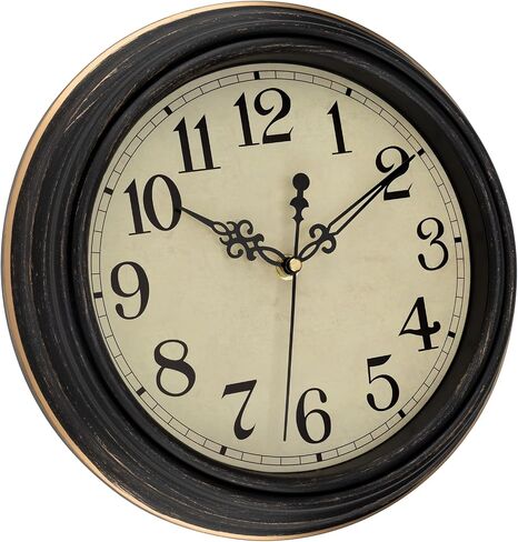 Lumuasky 14 Inch Wall Clocks Battery Operated Silent Non-Ticking Wall Clock Vintage Retro Style Decorative for Living Room Office Kitchen (Bronze) in Saudi Arabia