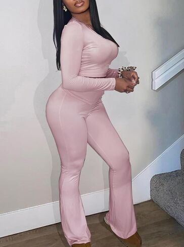 مجموعة ملابس نسائية من قطعتين من LovelyWholesale، مثيرة بأكمام طويلة، وقمصان وسراويل غير رسمية in Kuwait