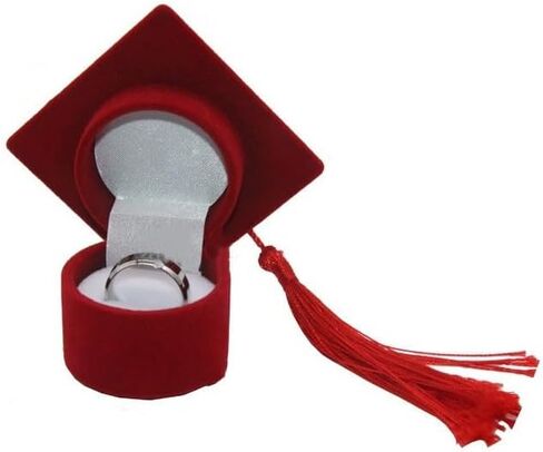 Graduation Cap Ring Box Doctoral Cap Shaped Ring Jewelry Storage Box Organizers For Proposal Engagement Wedding Anniversary Valentines (Black) in Saudi Arabia