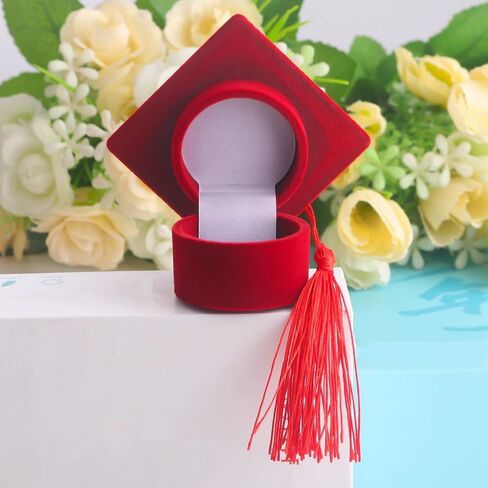 Graduation Cap Ring Box Doctoral Cap Shaped Ring Jewelry Storage Box Organizers For Proposal Engagement Wedding Anniversary Valentines (Black) in Saudi Arabia