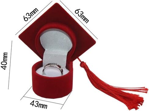 Graduation Cap Ring Box Doctoral Cap Shaped Ring Jewelry Storage Box Organizers For Proposal Engagement Wedding Anniversary Valentines (Black) in Saudi Arabia