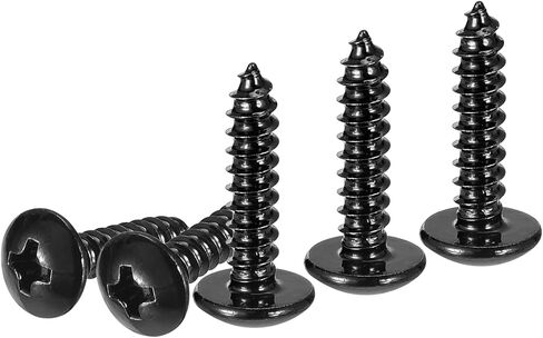 #4x1/2 Sheet Metal Screws - 100 Pack - for Wood, Furniture - 304 Stainless Steel Phillips Truss Head Self Tapping Tip Wood Screws - Black in Saudi Arabia