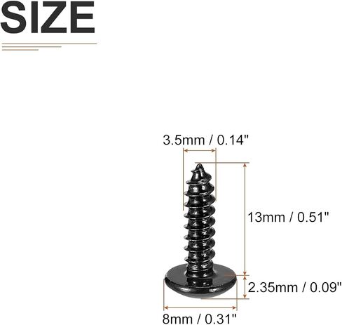 #4x1/2 Sheet Metal Screws - 100 Pack - for Wood, Furniture - 304 Stainless Steel Phillips Truss Head Self Tapping Tip Wood Screws - Black in Saudi Arabia