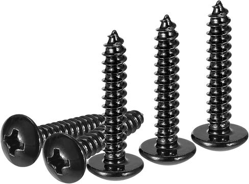 #4x1/2 Sheet Metal Screws - 100 Pack - for Wood, Furniture - 304 Stainless Steel Phillips Truss Head Self Tapping Tip Wood Screws - Black in Saudi Arabia