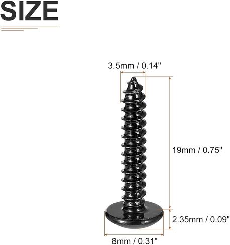 #4x1/2 Sheet Metal Screws - 100 Pack - for Wood, Furniture - 304 Stainless Steel Phillips Truss Head Self Tapping Tip Wood Screws - Black in Saudi Arabia