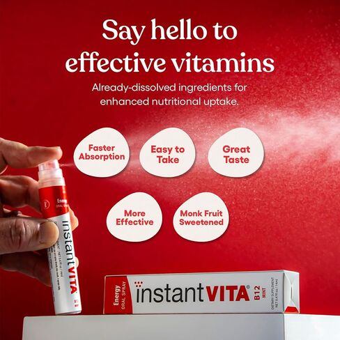 instantvita Energy Supplement – Vitamin B12 1000 mcg Oral Spray for Faster Absorption, 1-Month Supply, Mint Flavor, 0.47 Fl Oz in Saudi Arabia