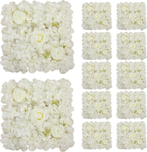White Floral Wall Backdrop 24 Packs 15x15 Inches 3D Artificial Floral Wall Panels for Wedding Anniversary Party Decorations in Saudi Arabia