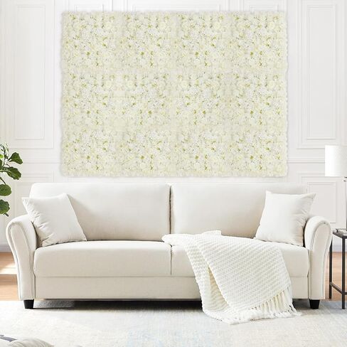 White Floral Wall Backdrop 24 Packs 15x15 Inches 3D Artificial Floral Wall Panels for Wedding Anniversary Party Decorations in Saudi Arabia