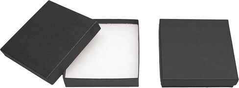 Novel Box® صندوق هدايا مجوهرات مصنوع في الولايات المتحدة الأمريكية باللون الأسود كرافت مع وسادة قطنية قابلة للإزالة مقاس 3.5 × 3.5 × 0.9 (عبوة من 15 قطعة) + حقيبة NB مخصصة in Saudi Arabia