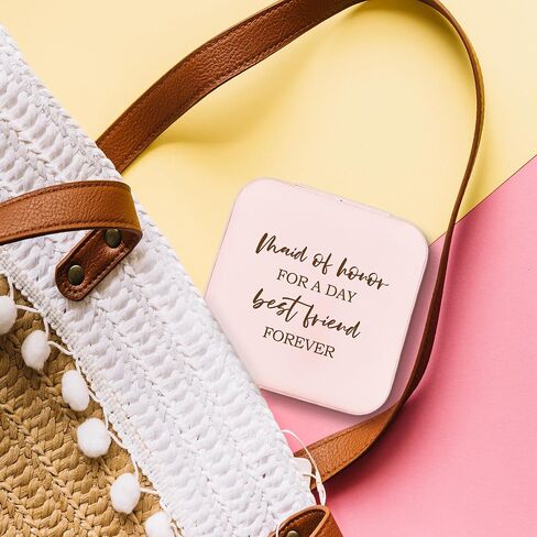 علبة مجوهرات للسفر من Maid of Honor for a Day Best Friend Foreve، منظم مجوهرات للسفر لوصيفات العروس، صندوق مجوهرات للأقراط للخواتم، علبة مجوهرات هدية لحفلات العزوبية لخادمة الشرف in Saudi Arabia
