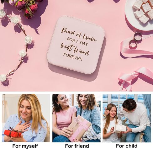 علبة مجوهرات للسفر من Maid of Honor for a Day Best Friend Foreve، منظم مجوهرات للسفر لوصيفات العروس، صندوق مجوهرات للأقراط للخواتم، علبة مجوهرات هدية لحفلات العزوبية لخادمة الشرف in Saudi Arabia