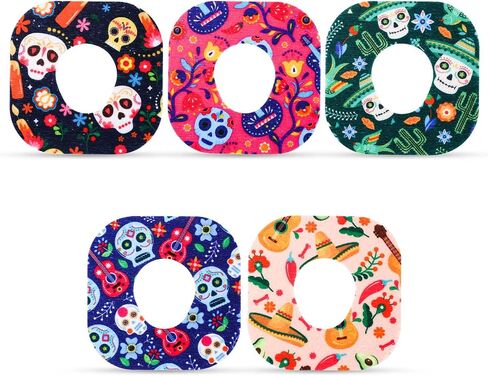 25pcs Adhesive Patches, 5 Styles CGM Sugar Monitor Sensor Patches Waterproof Sensor Covers Sweatproof Over Sensor Stickers Accessories for Dexcom G7 (Day of The Dead) in Saudi Arabia