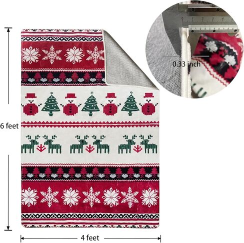 Christmas Area Rug 4X6 Machine Washable Non Slip Area Rugs Carpets for Bed Room, Living Room, Dining Room, Red Square Print in Saudi Arabia